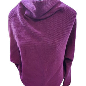 p234. BluIvy Purple horizontal ribbed Cowl Neck Sweater  |SM